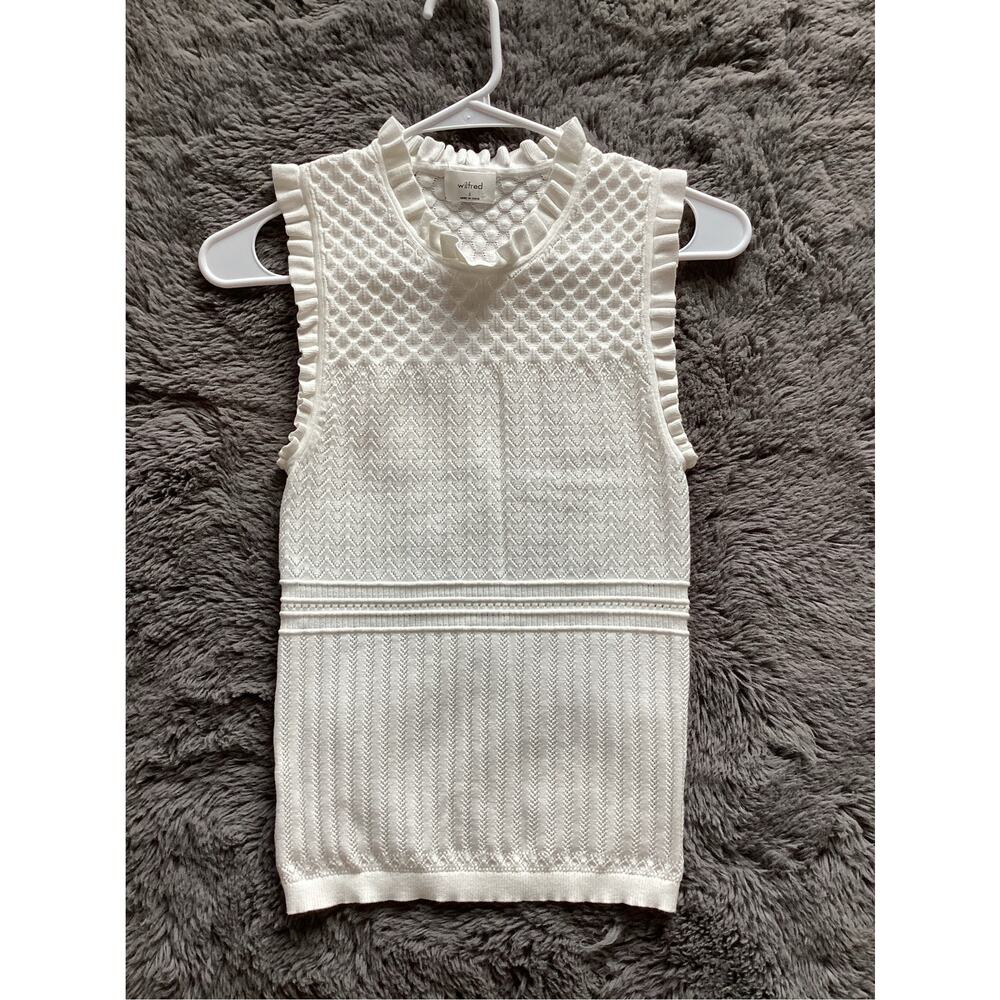 Aritzia Wilfred Women's Sleeveless Cannes Top Pointelle Knit White Size Small - Picture 3 of 10